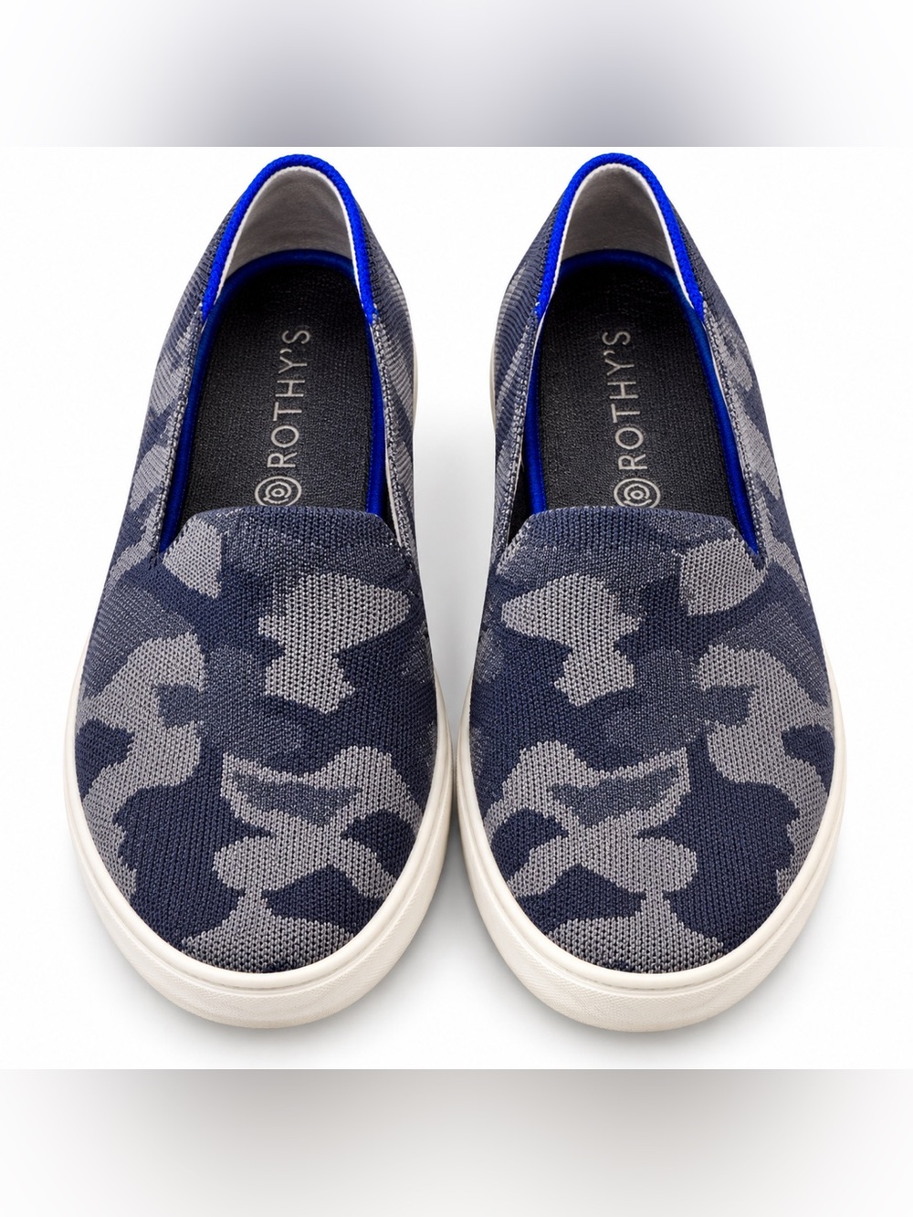 Rothy’s Original Slip On Sneakers Grey Camo Navy 8.5